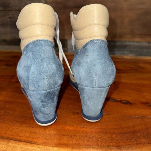 Mario Raspini blue and cream colored wedge sneakers. Size 39 - Picture 8 of 10